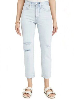 FRAME Le Original Howard Rips Light High Rise Slim Straight Ankle Jeans, Size 25